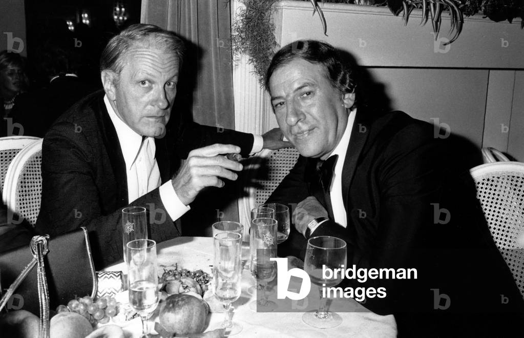 Francois Chalais, Journalist, and Inspector Roger Borniche at Deauville Festival (France) September 5, 1977 (b/w photo)