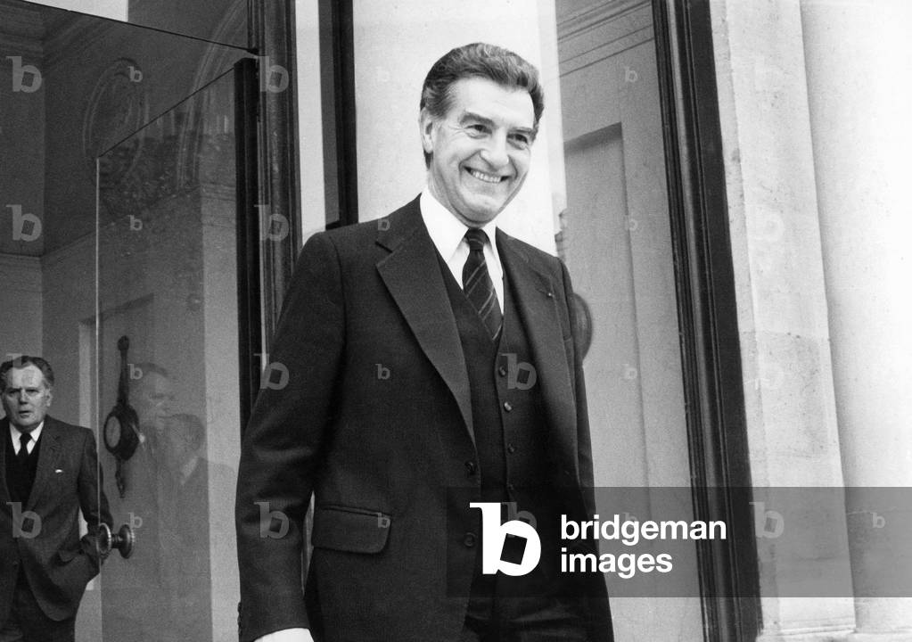 Christian Beullac French Minister of Education here at Elysee Palace After Ministers Council April 23, 1980 (b/w photo)