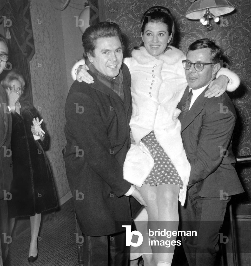 French Singer Sheila and her Agent Claude Carrere January 22, 1966 (b/w photo)