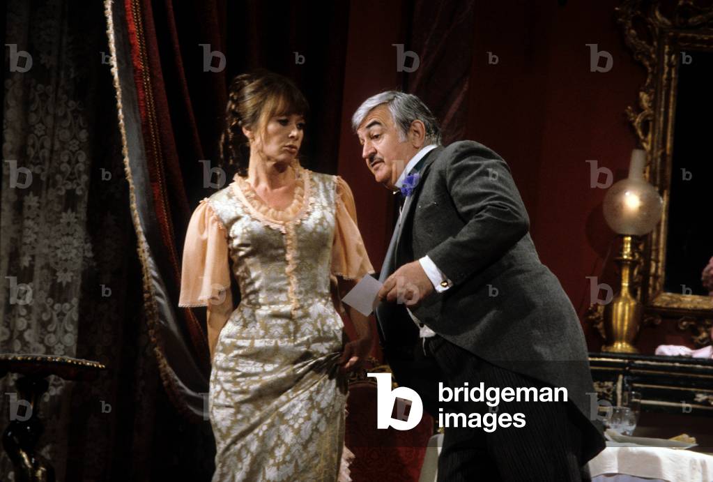 At the Theatre Tonight “Divorcons” Amarande And Christian Alers March 16, 1980 (b/w photo)