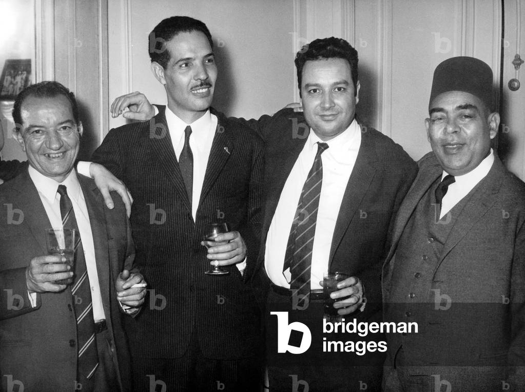 Lieutenant Colonel Dlimi (2Nd Left) Was Acquitted during The Ben Barka Affair Trial here Meeting The Journalists in Paris Before Going Back To Morocco June 6, 1967 (b/w photo)
