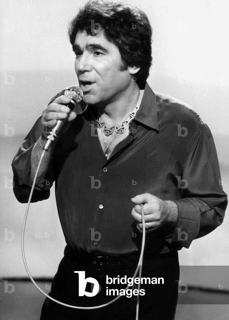 French Singer Claude Nougaro in TV Programme September 1985 (b/w photo)
