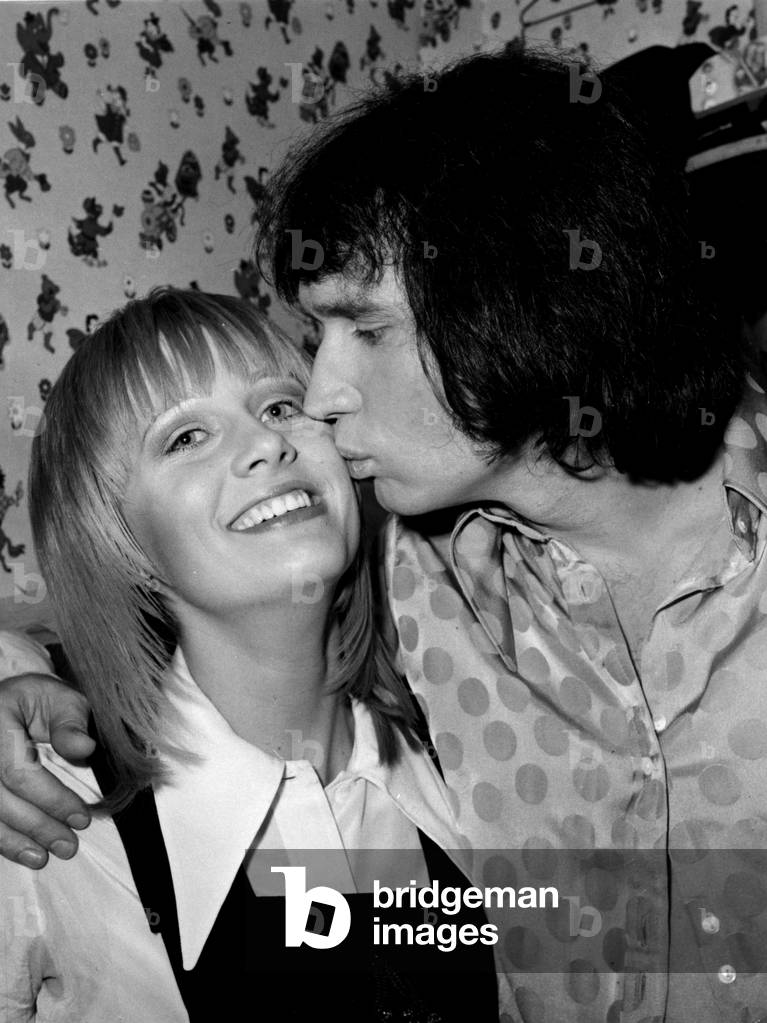 French Singers Stone Et Charden at The Olympia in Paris, December 29, 1972 (b/w photo)