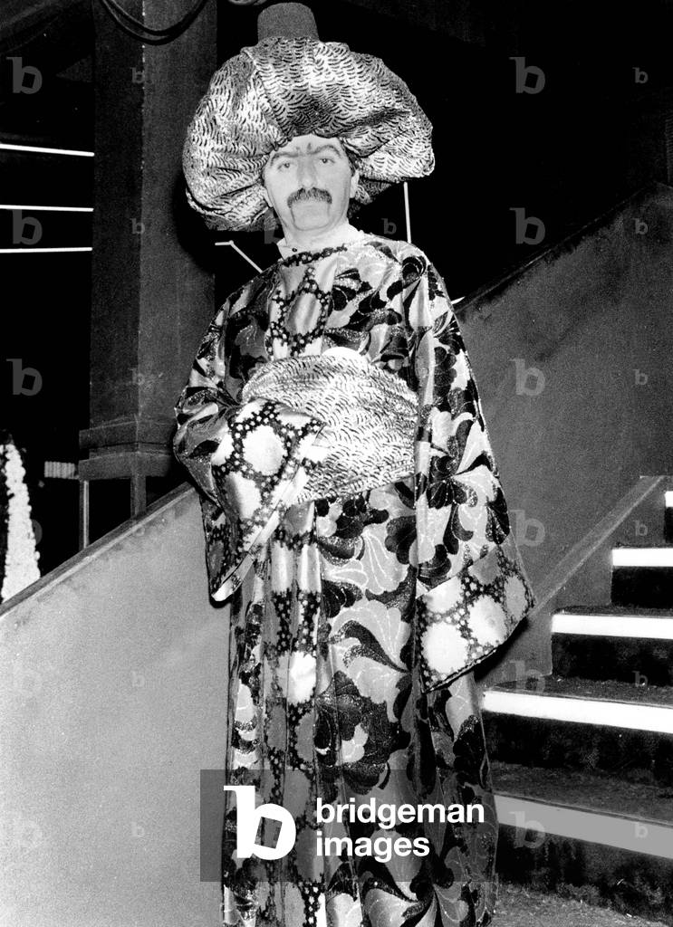 Fashion Designer Paco Rabanne at Venitian Ball Organized By Karllagerfeld on October 26, 1978 at Le Palace in Paris (b/w photo)