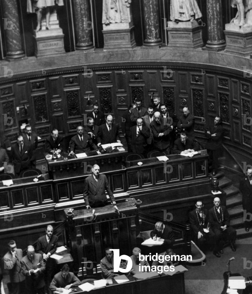 Charles De Gaulle, at French Senate June 1958 (b/w photo)
