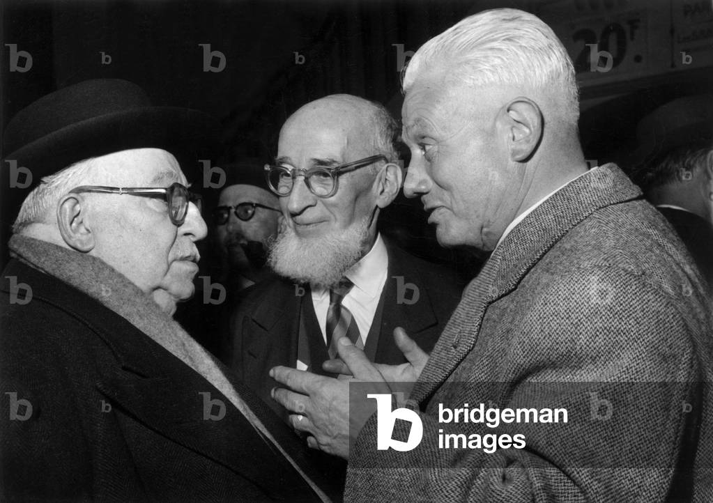 In The Corridors Of The Radical Party Congress M De Moro Giafferi In Animated Conversation With Mr. Laffargue On November 3, 1955 (b/w photo)
