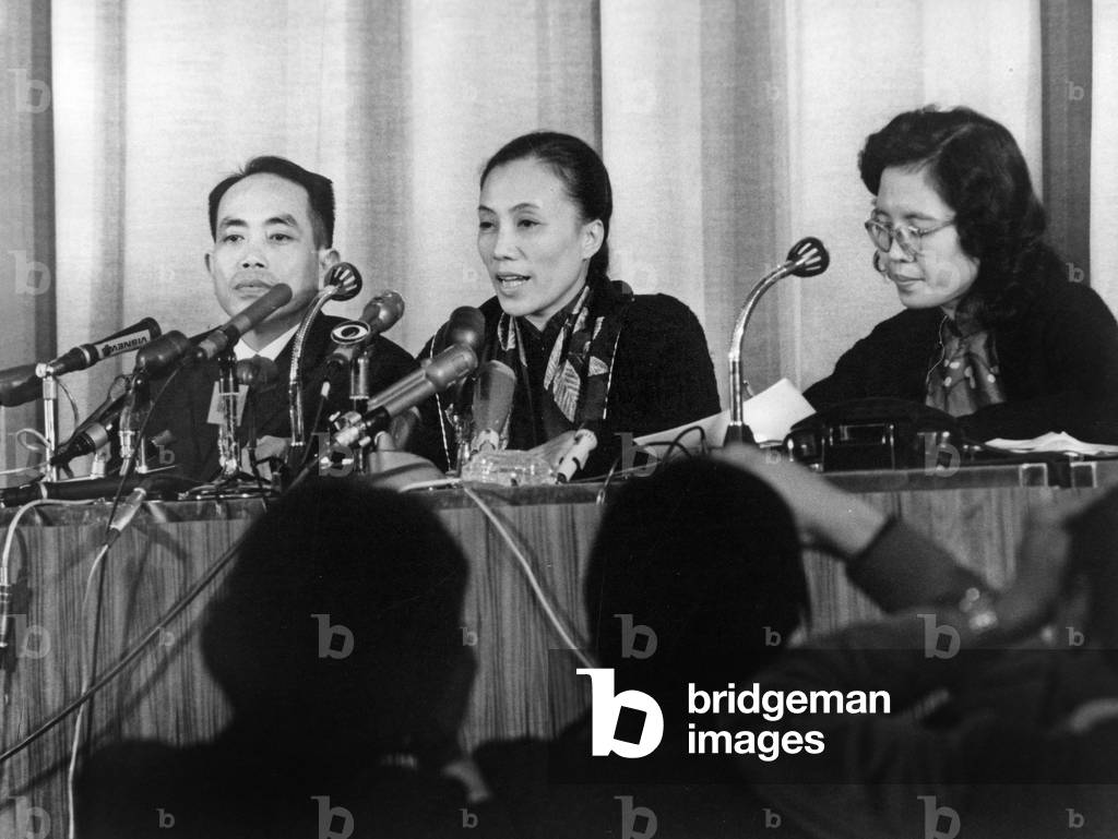 Ms. Nguyen Thi Binh Head of Fnl at a Press Conference at the Ptt Avenue Segur Conference Centre November 5, 1968 (b/w photo)
