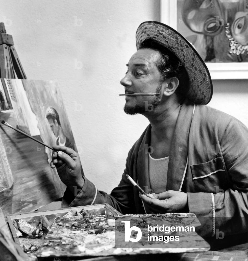 Pierre Brasseur (1905-1972) on Holiday on French Riviera August 21, 1955 (b/w photo)