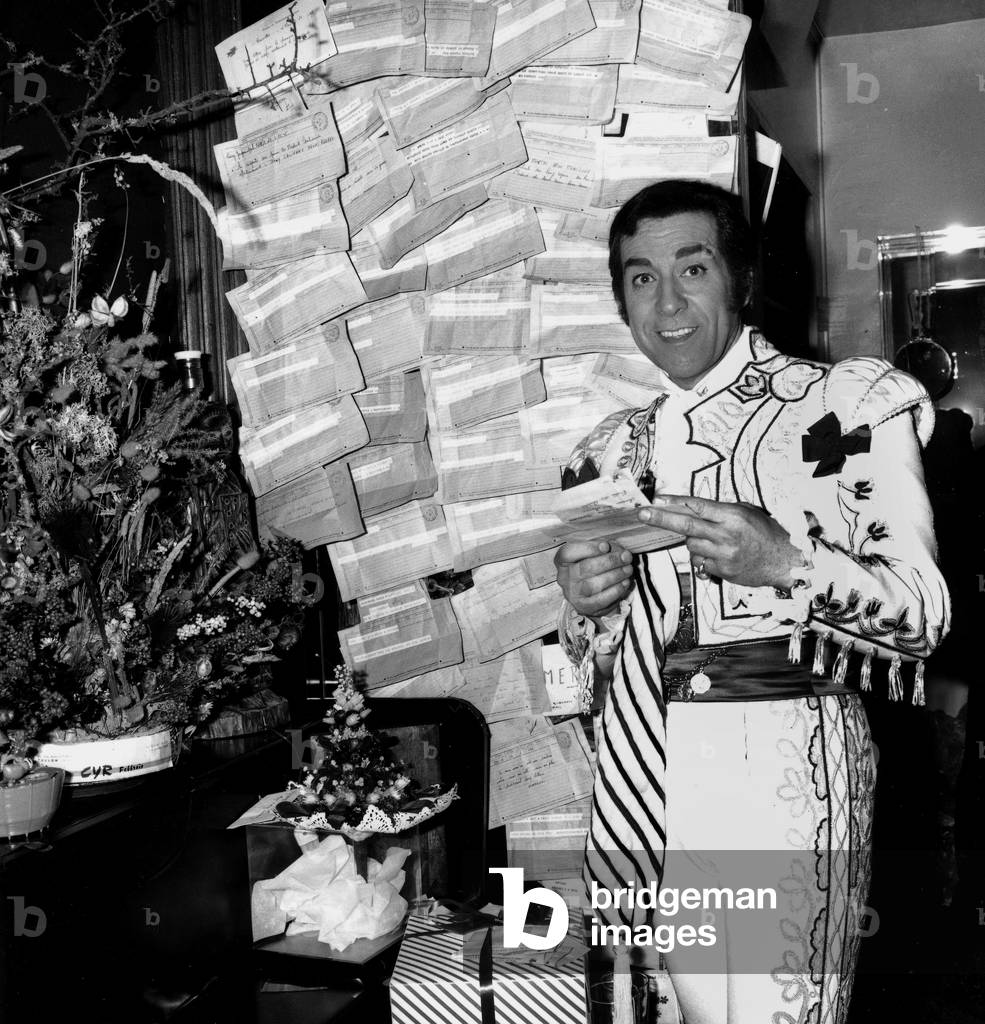 Singer Luis Mariano Reading The Telegrams He Received For Premiere of Show 
