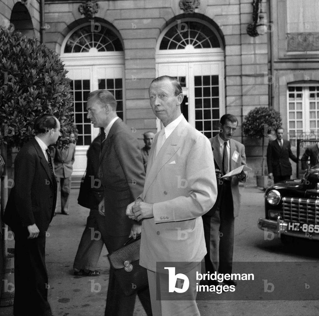 Just before the 1st meeting of the Council of Europe, meeting of the Committee of Ministers of the Council of Europe in Strasbourg, France, August 1949 : Gustav Rasmussen (b/w photo)