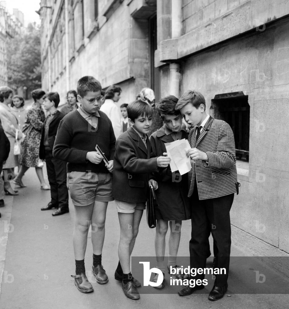 The Results of Entrance Exam For The First Year in Secondary School in Paris June 22, 1964 (b/w photo)