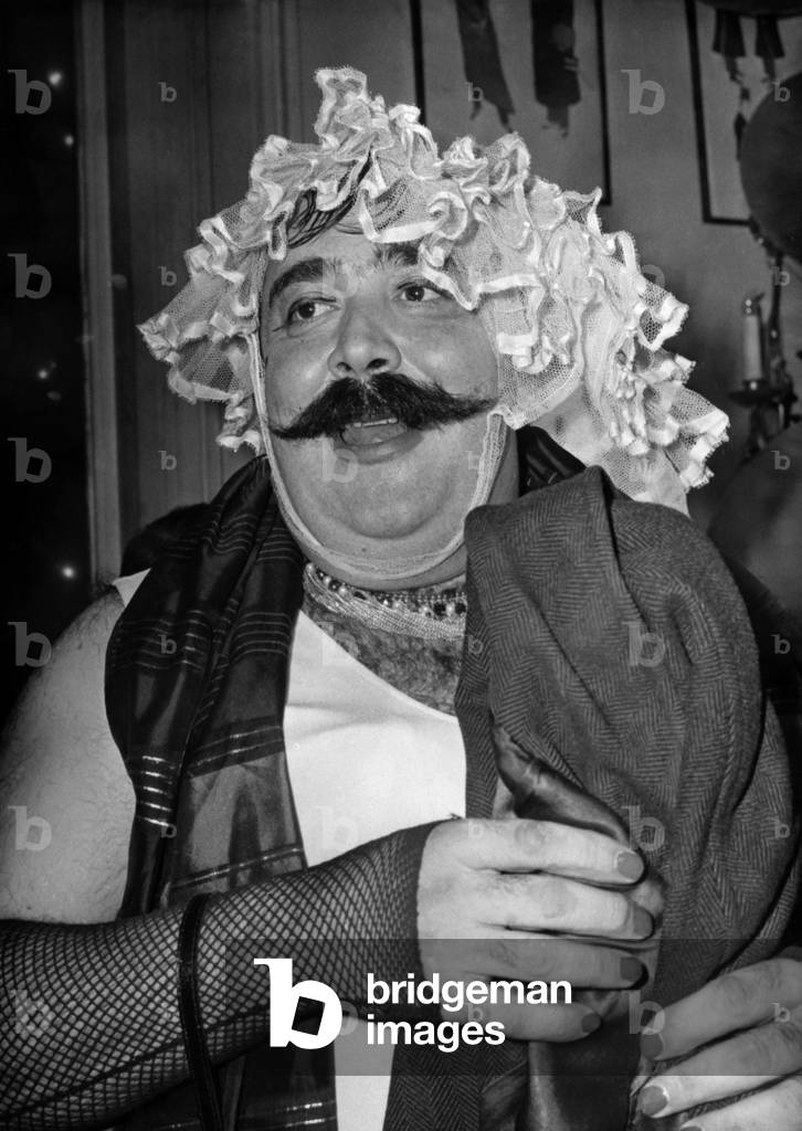 French Actor Moustache (Francois-Alexandre Galepides) in The 60'S (b/w photo)