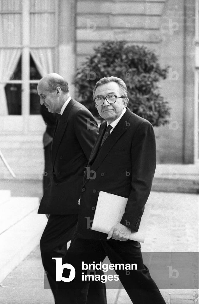 Giulio Andreotti, Italian Prime Minister, here at Elysee Palace in Paris on October 8, 1990 (b/w photo)