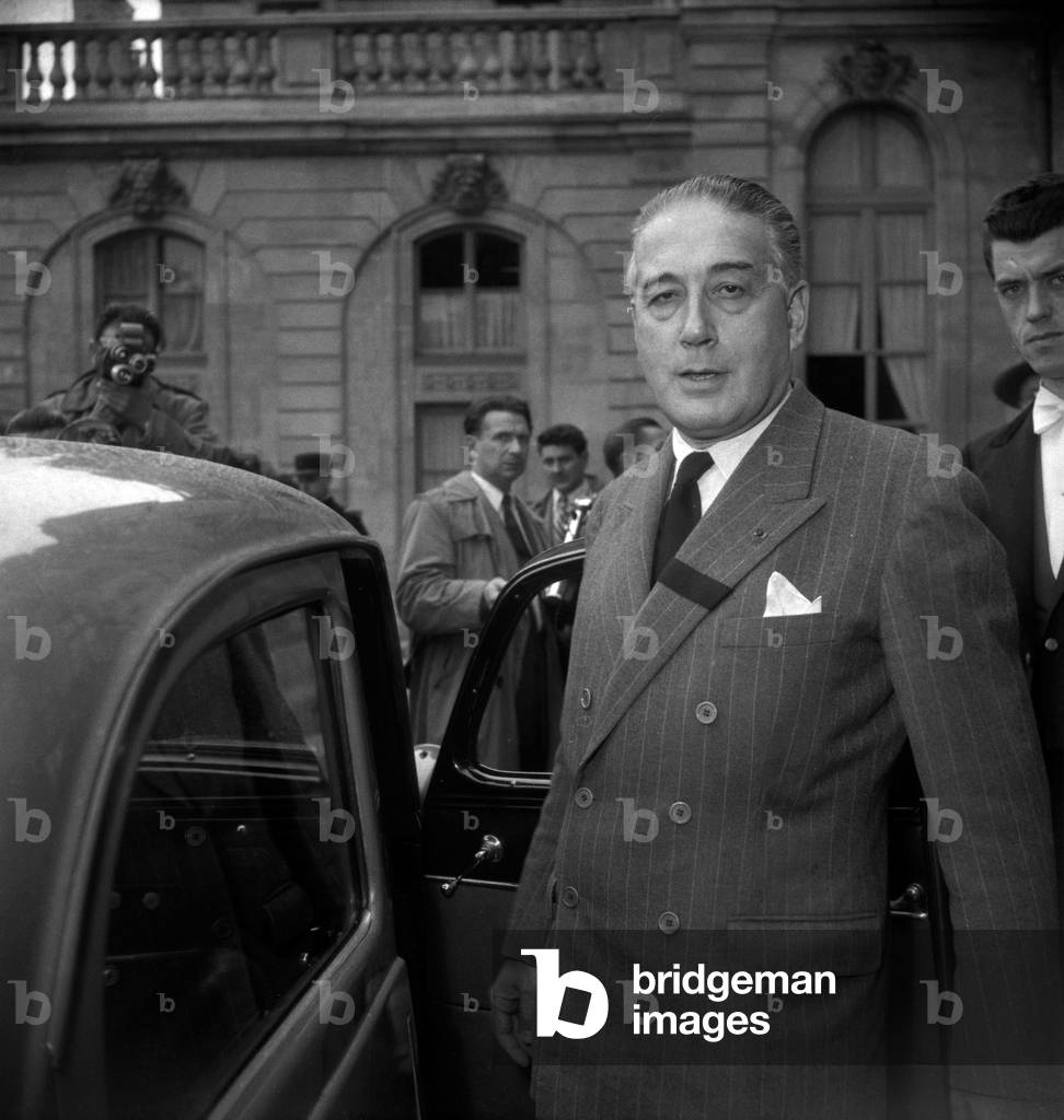 French ministerial crisis on October 9, 1949 at the Elysee, in Paris : French politician Rene Mayer on October 18, 1949 (b/w photo)