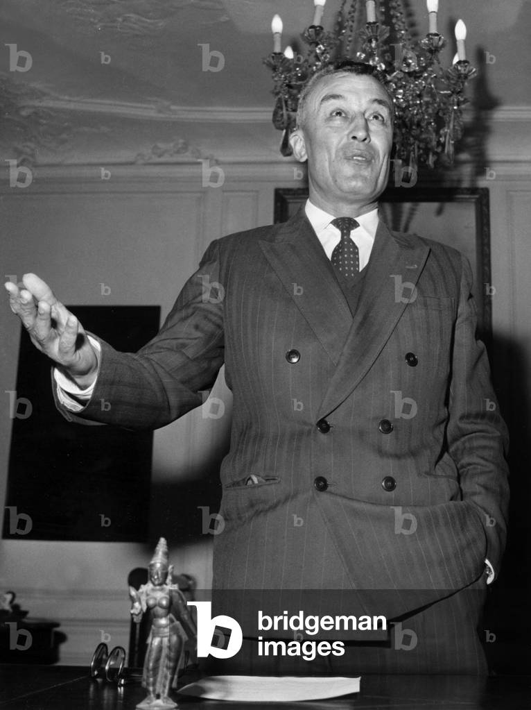 Colonel Trinquier During a Press Conference At His Parisian Home Avenue Alesia Announcing He Is In The Service Of President Tchombe To Reoganize The Katangese Armee On 4 February 1961 (b/w photo)