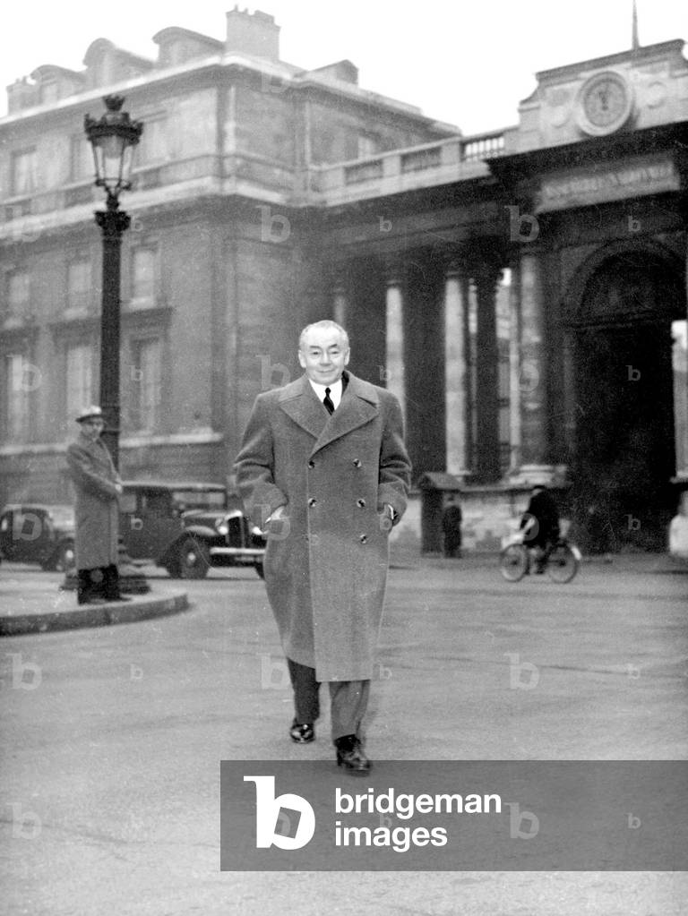 Paul Reynaud March 03, 1952 Leaving Elysee Palace After Refusing To Form A Ministry, during Ministerial Crisis in France (b/w photo)