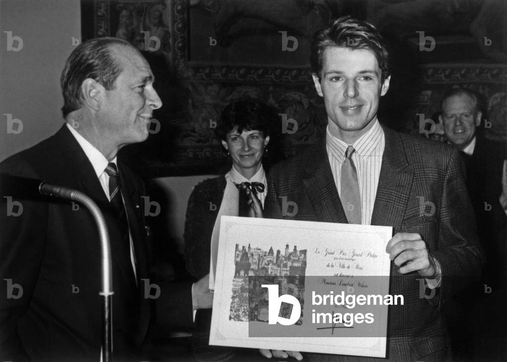 French Actor Lambert Wilson Receiving From Jacques Chirac A Prize (