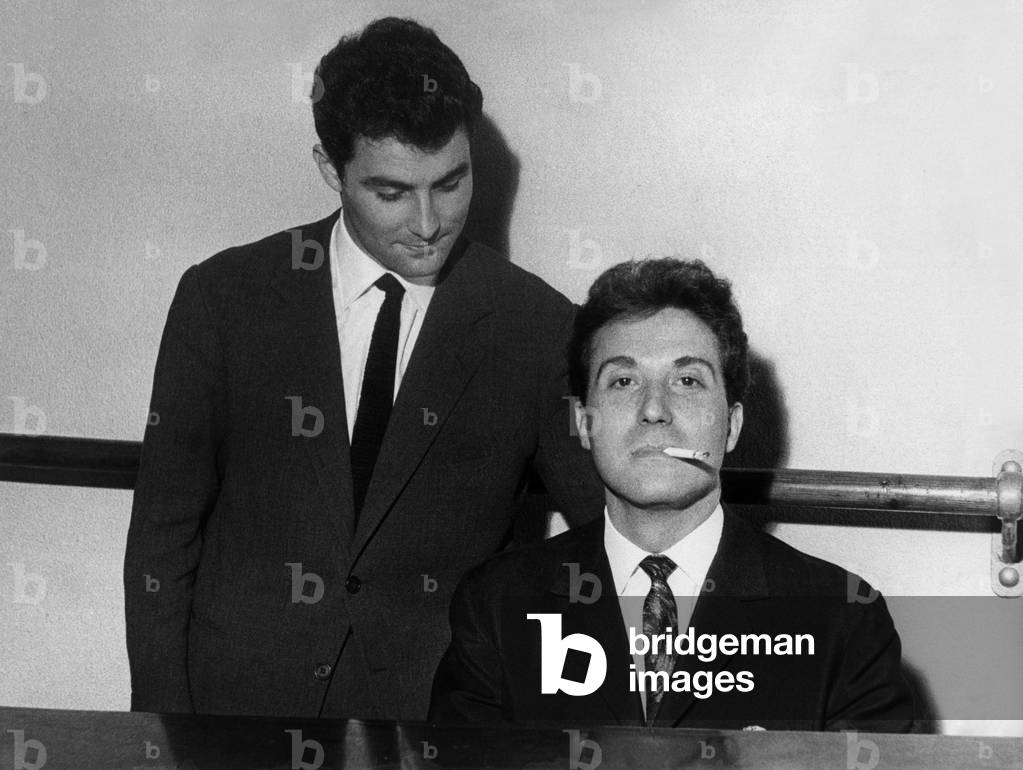 Roberto Benzi and Pianist Aldo Ciccolini in Paris, June 4, 1964 (b/w photo)