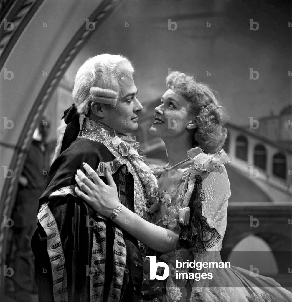 Robert Moncade and Colette Richard during Recording of Play 
