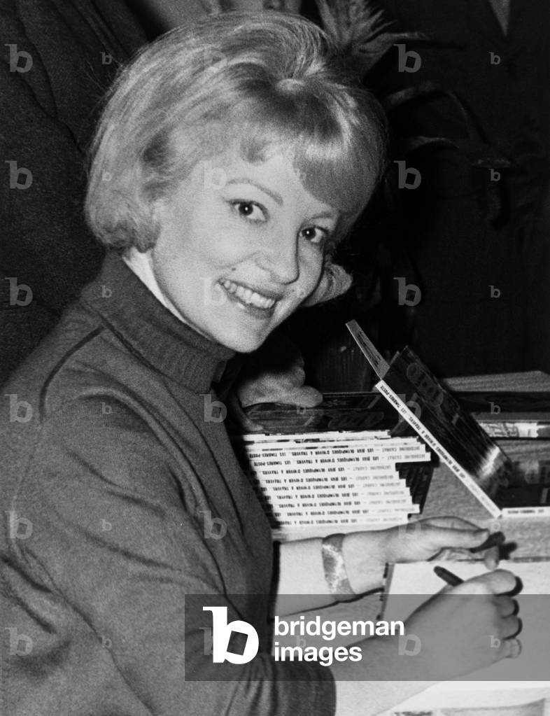 Jacqueline Caurat French Announcer and Journalist Signing her Books in Tourcoing Museum on March 24, 1969 (b/w photo)