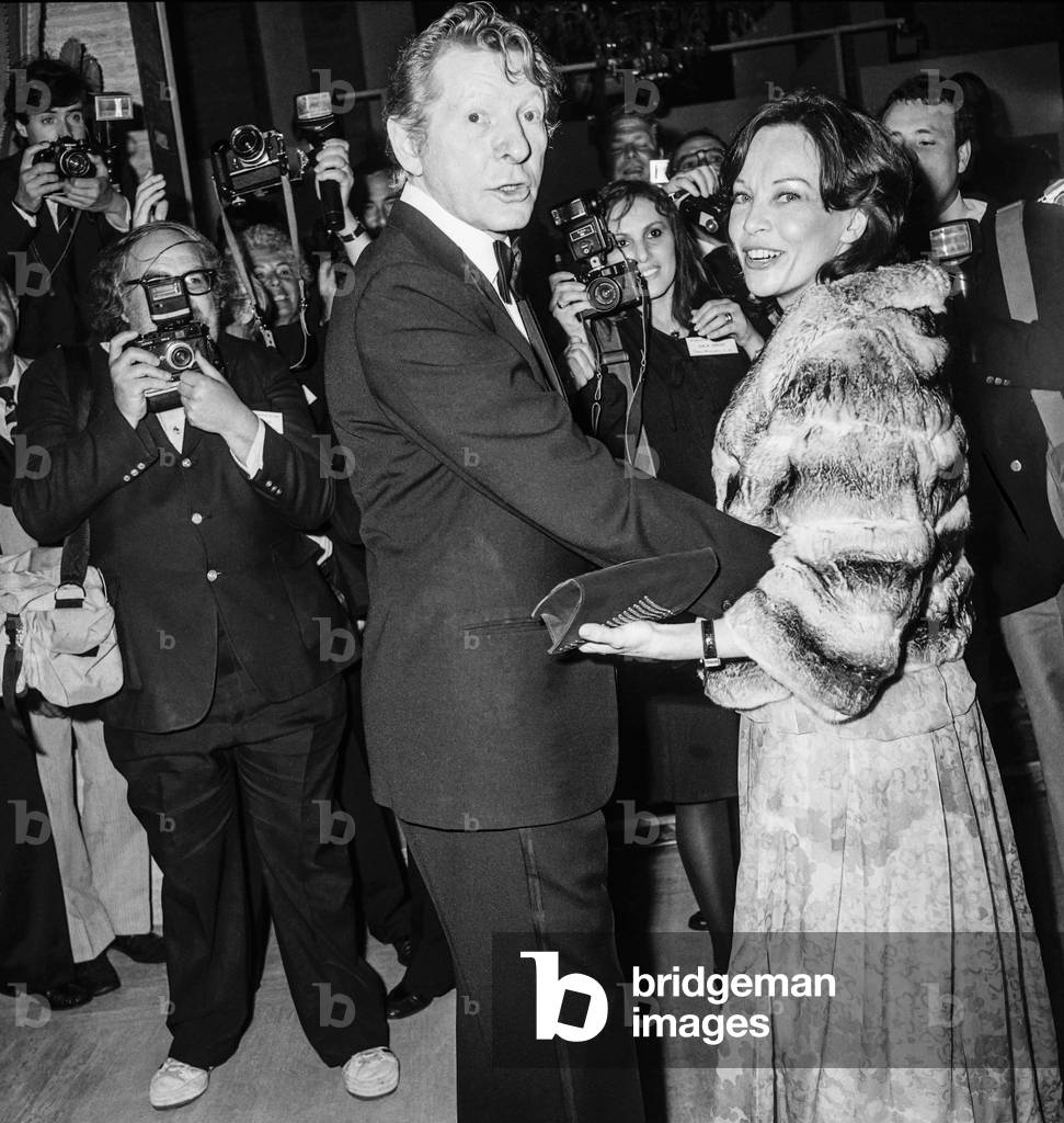 Cannes Film Festival, May 19, 1980 : Danny Kaye and Leslie Caron at the UNICEF gala at the Palm Beach (b/w photo)