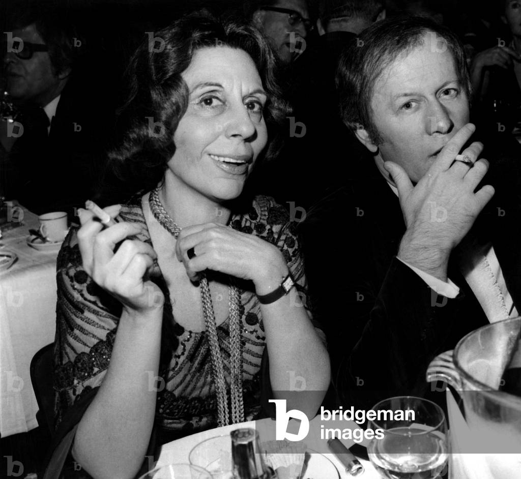 Actress Alice Sapritch and Tv-Host Jacques Chancel at Premiere of Lido Revue 