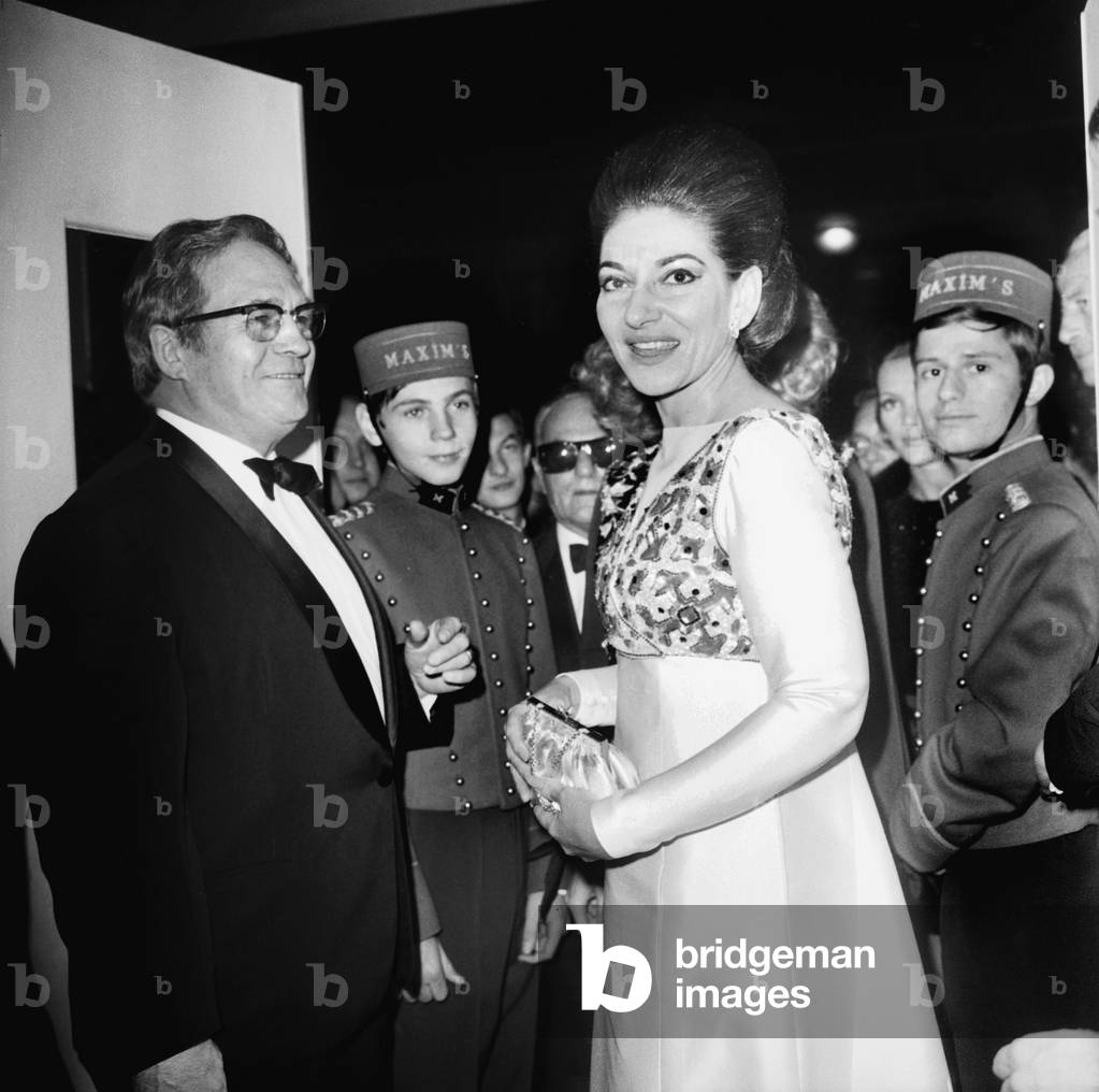 Maria Callas at The 75Th Birthday of Maxim'S Restaurant in Paris October 19, 1968 (b/w photo)
