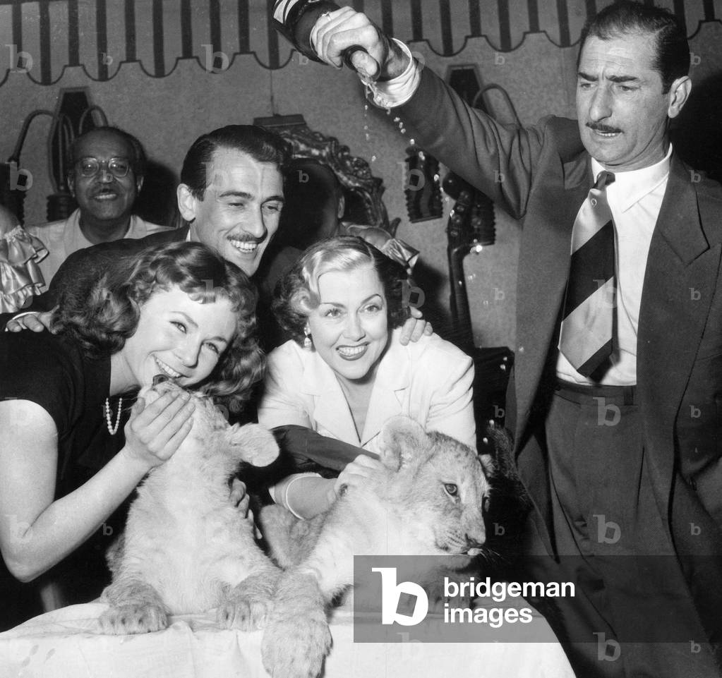 Baptism of The Lion Cubs With Roberta Et Achille Zavatta March 10, 1954  (b/w photo)