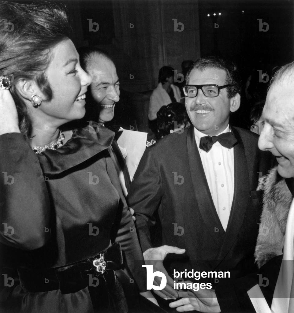 Baron Edmond De Rothschild and his Wife Nadine (Nadine Tallier) For A Gala at Opera, December 1St, 1971 (b/w photo)