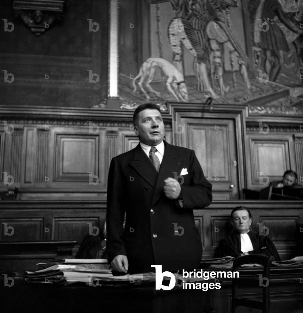 Trial of Francois Chasseigne (French Collaborationnist), Paris, June 8, 1948 (b/w photo)
