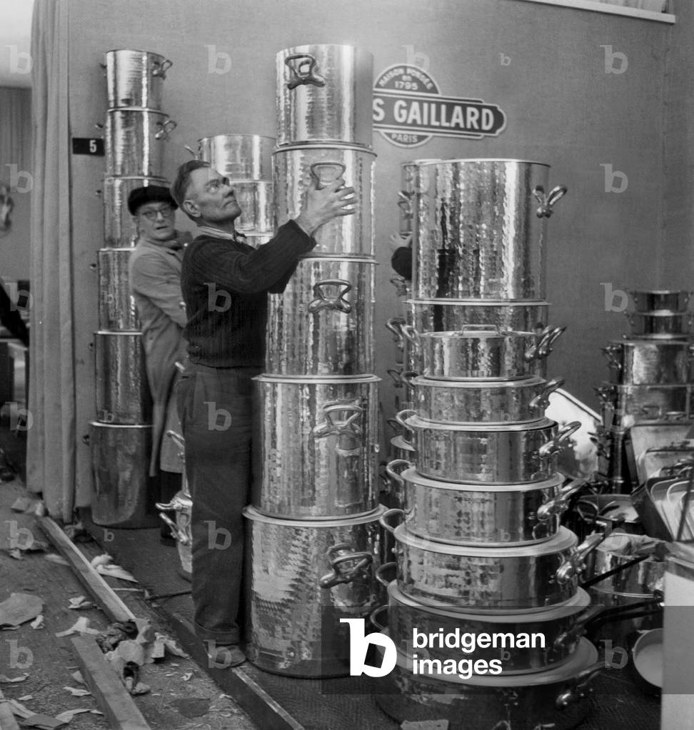 Stockpots and Pots Presented at Hotel Equipment Fair in Paris November 07, 1956 (b/w photo)