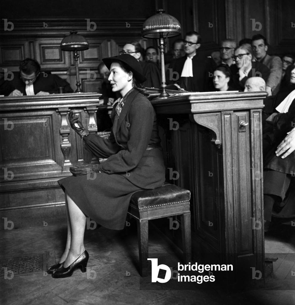 Trial of Corinne Luchaire, French Actress and Daughter of A Collaborationnist, Paris, June 4, 1946 (b/w photo)