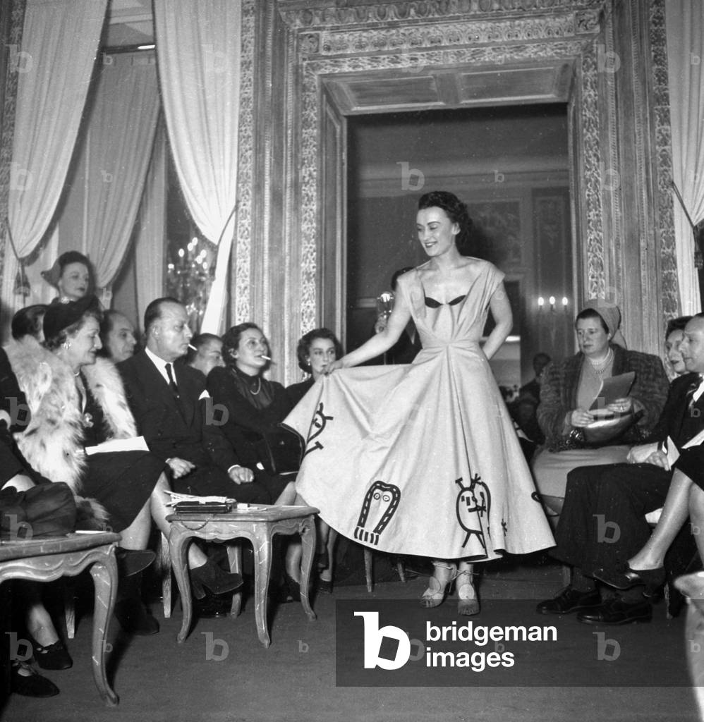 Alex Magny Fashion Show, Paris, February 2, 1949 (b/w photo)
