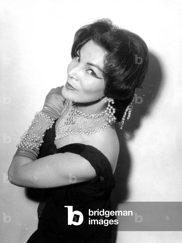 Showing of Haute Couture Jewels By Model Lucie Daouphars, Called Lucky, June 1960 (b/w photo)