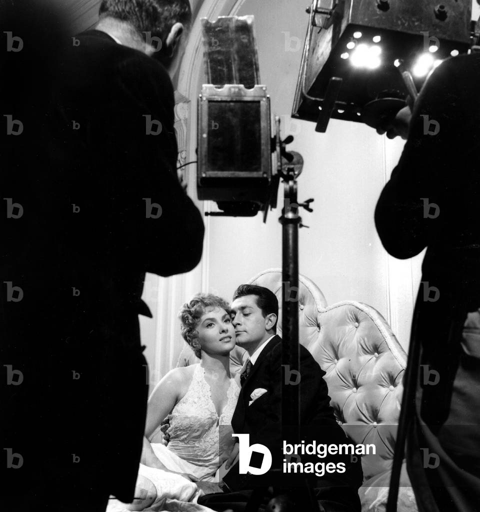 Gina Lollobrigida and Jean-Claude Pascal on Set of Film 