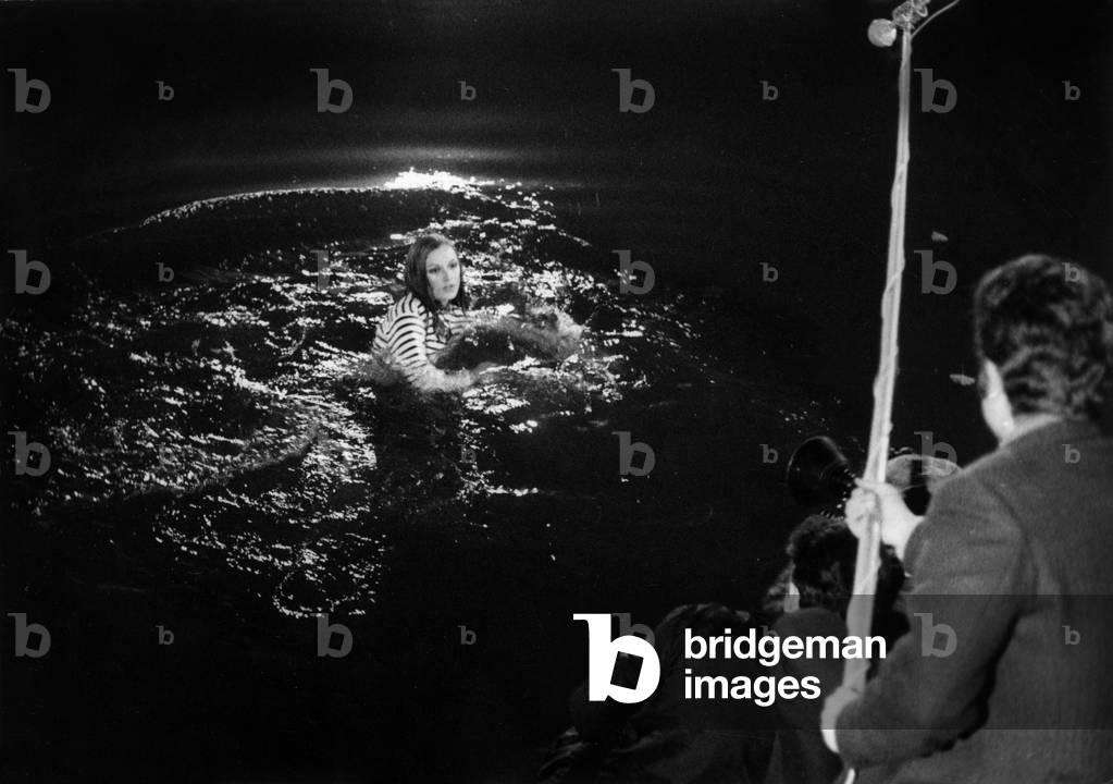 Marika Green Making A Night Bath In The Seine For The Tv Show “Une Nuit A Paris” October 19, 1969 (b/w photo)