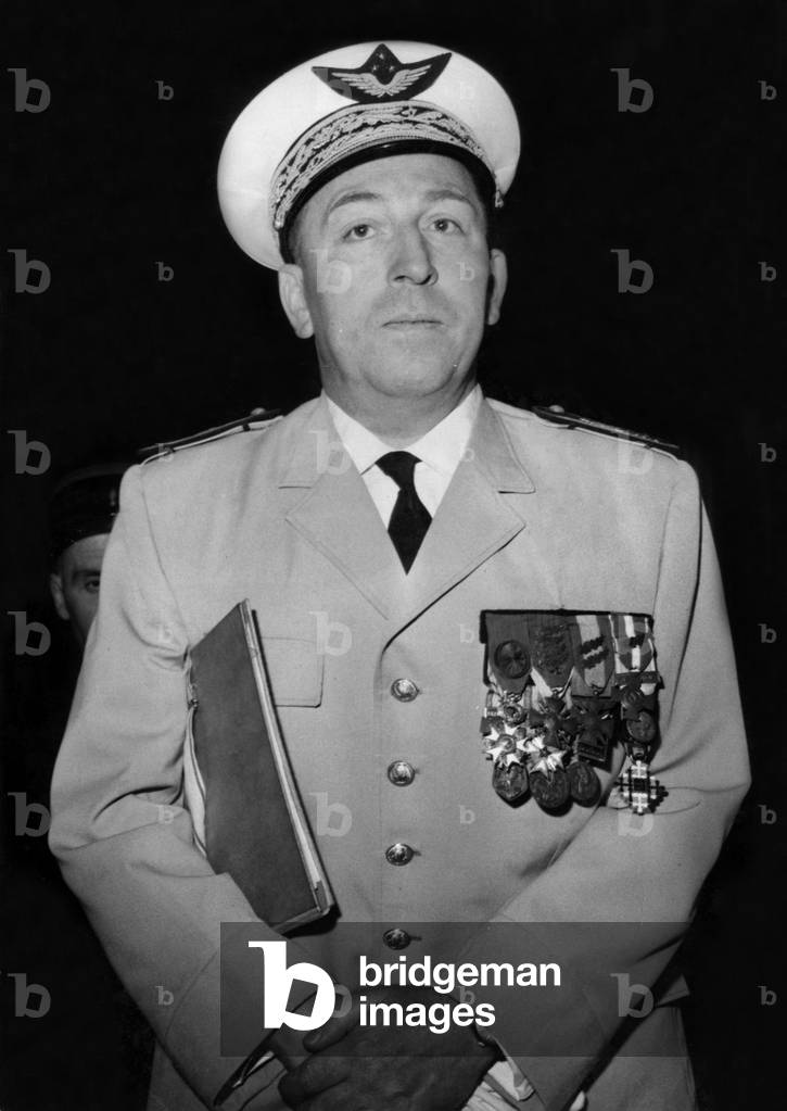 The General Mentre Arriving at The Law Courts in Paris For his Judgment, July 4, 1961 (b/w photo)