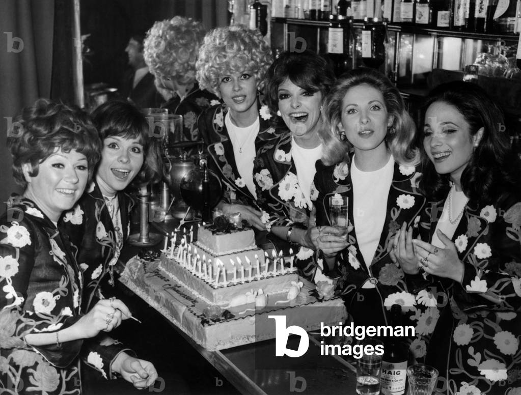 French Actress Perrette Pradier (4Th From L) Celebrating her Birthday at The 