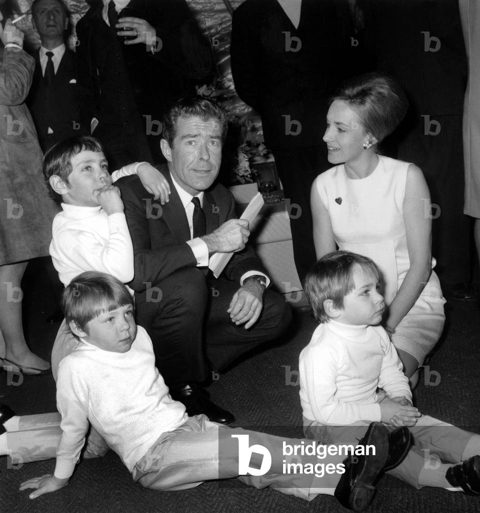 Chairman of Newspaperl'Express Jean-Jacques Servan-Schreiber With Wife Sabine and Sons David Emile and Franklin at Publication of 500.000Th Print of his Book 