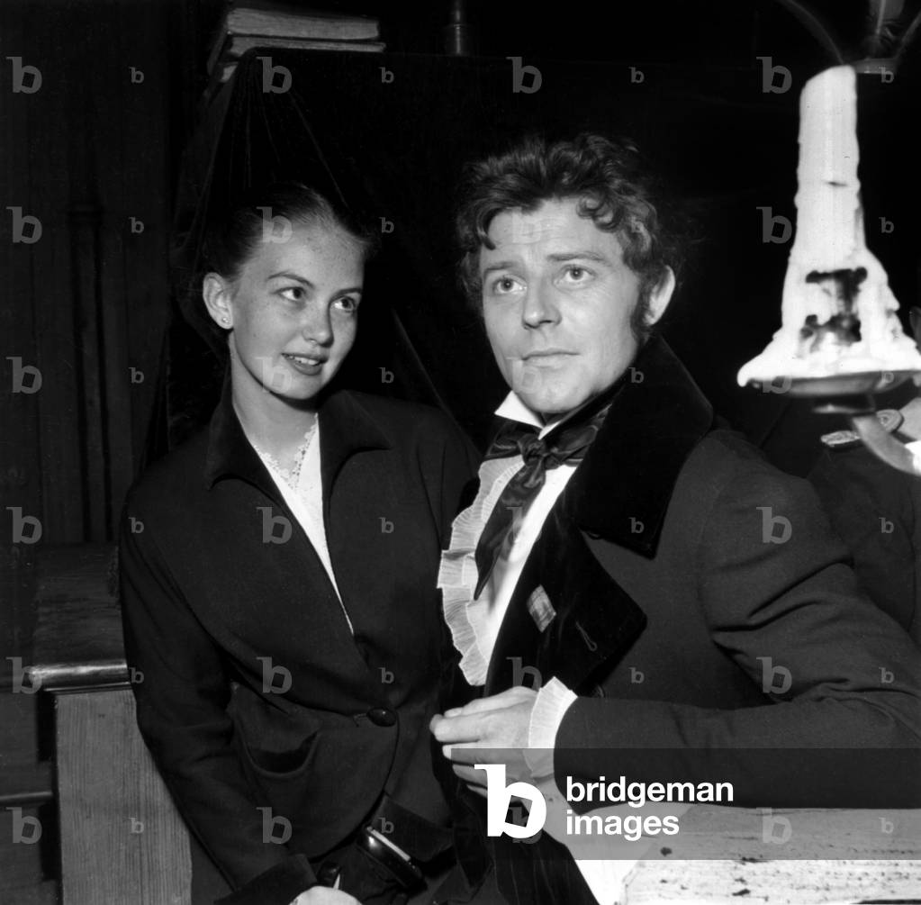 Janet Scott and Gerard Philipe on Set of Film 