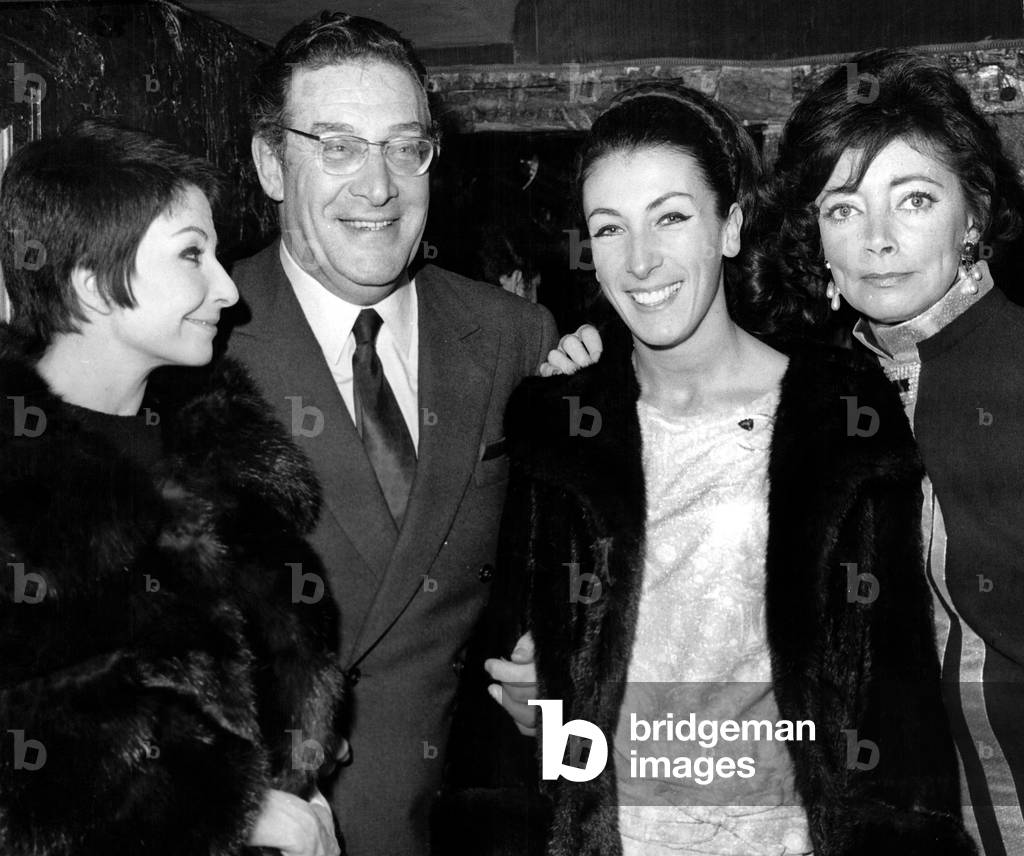 French Journalist Leon Zitrone With Zizi Jeanmaire, Claire Motte and his Wife in Paris For Presentation of his Book 