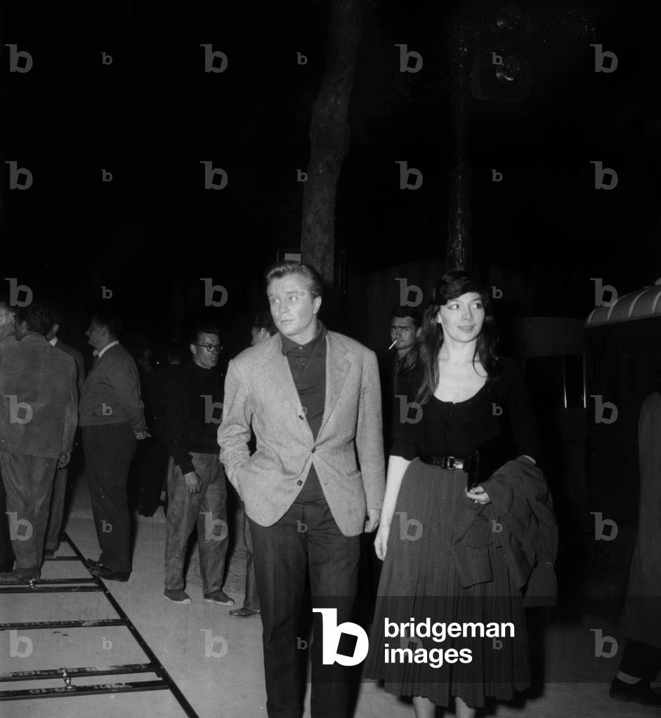 Philippe Lemaire and Juliette Greco on Set of Film 