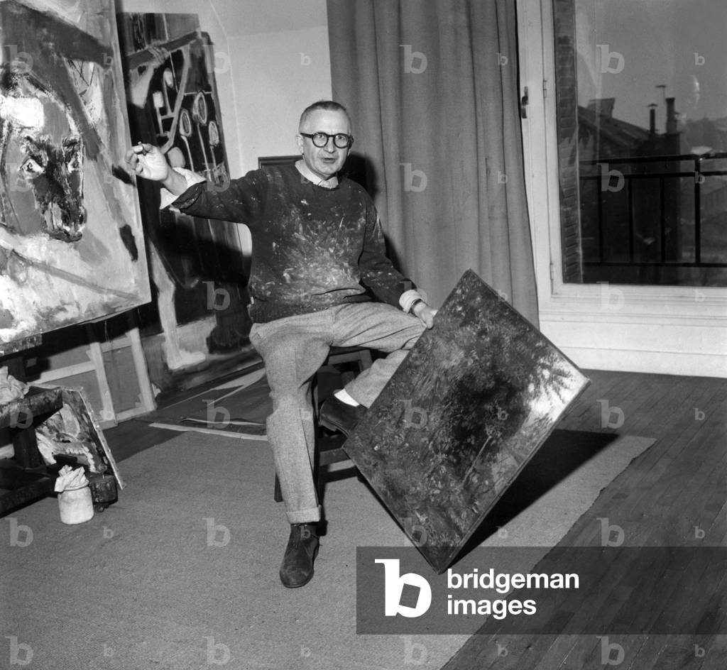 The painter Bernard Lorjou in his studio almost empty after he was visited by a bailiff on January 22, 1964