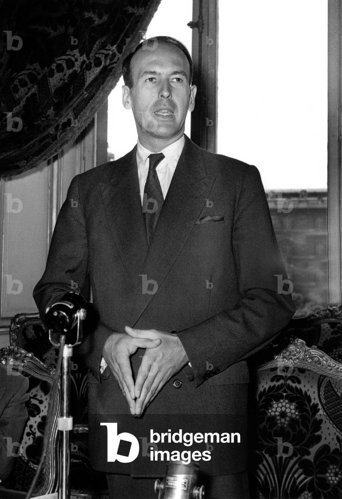 Valery Giscard D' Estaing French Secretary of State For Finances during Press Conference during Which He Presented The Tax Reform July 17, 1959 (b/w photo)