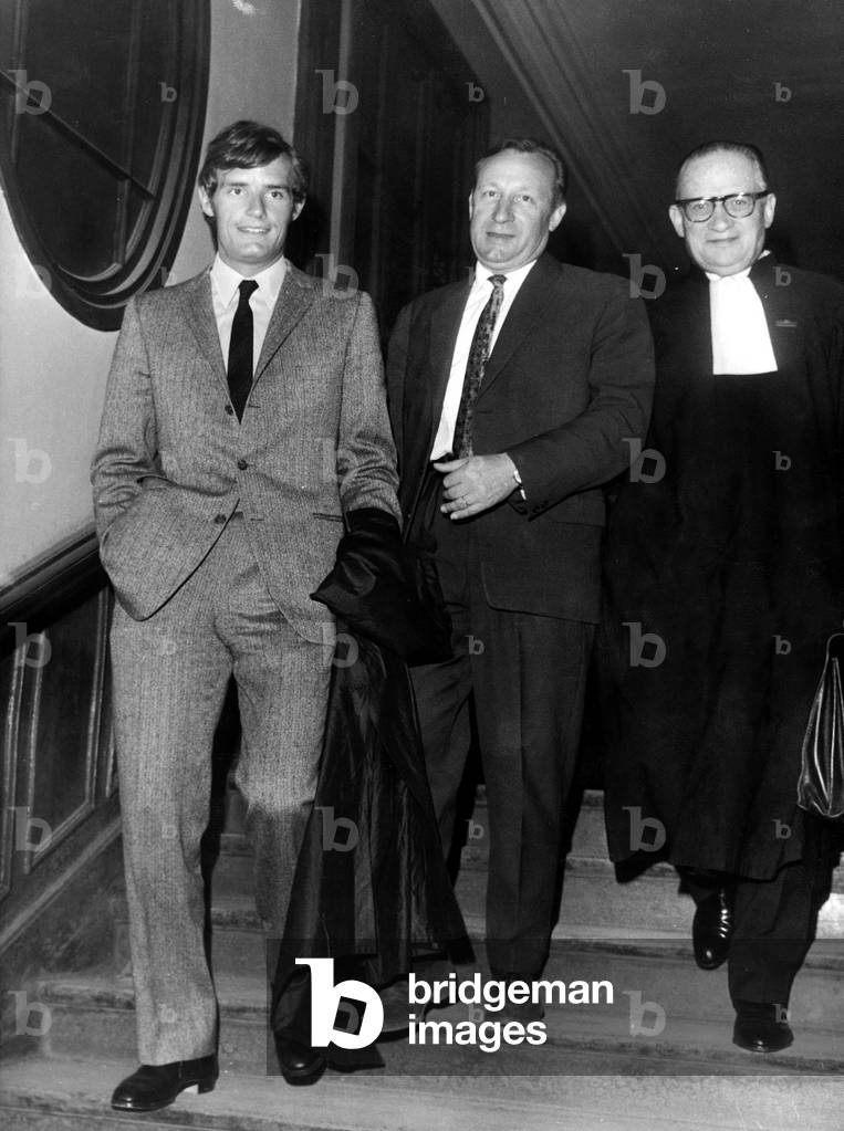 French Skier Jean-Claude Killy With his Lawyer Rene Floriot at Court during Trial When He Lodged A Complaint Against Magazine Stern May 18, 1967 (b/w photo)