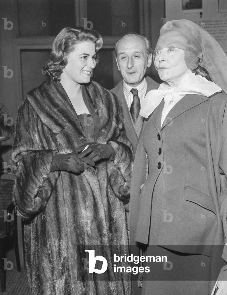 Actresses Silvana Mangano and Cecile Sorel attending premiere of film 