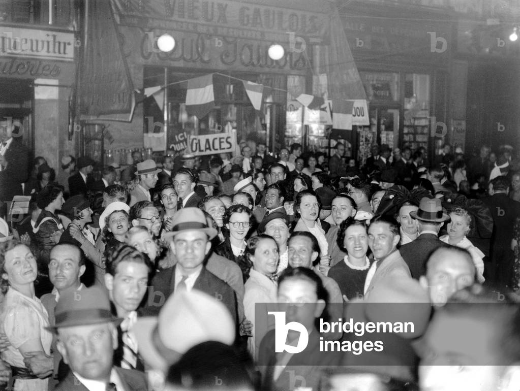 Bastille Day Ball in Paris 1937 (b/w photo)