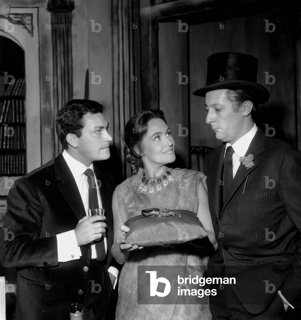 French Actors Roger Mollien, Maria Mauban and Jean Rochefort during Rehearsal of Play Genousie September 1960 (b/w photo)