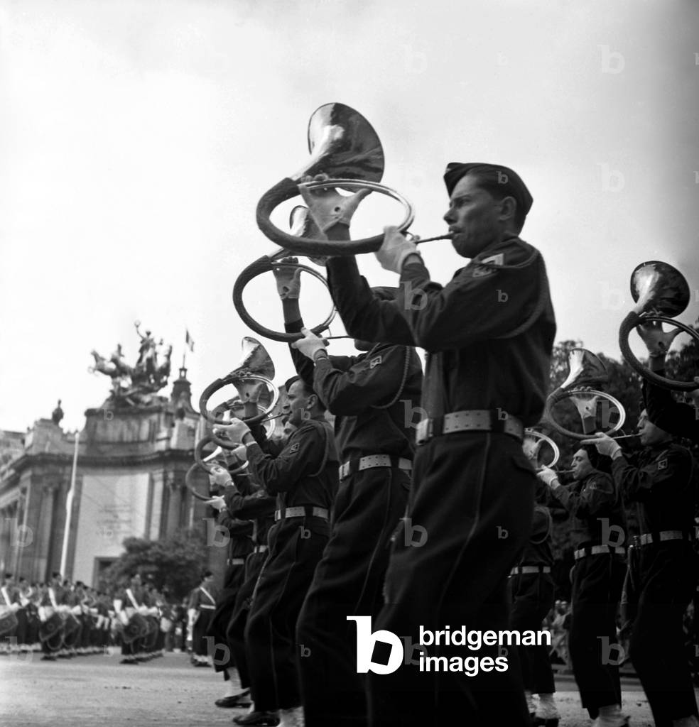 Milutary Parade, Paris, July 14, 1947 (National Day) (b/w photo)