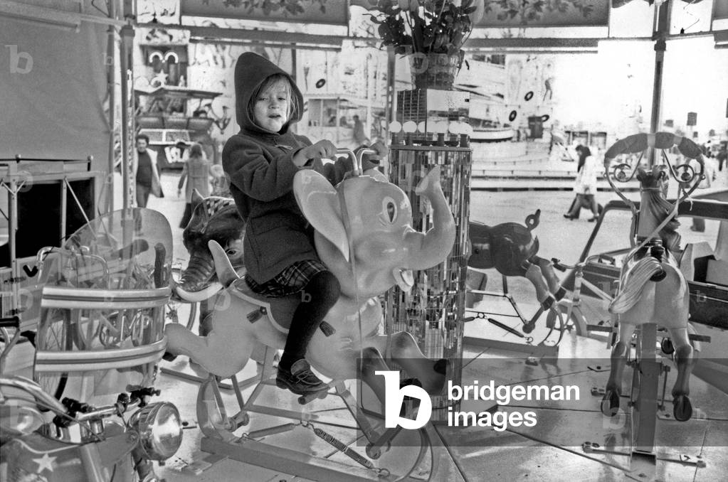 Fun Fair in Paris March 24, 1975 (b/w photo)